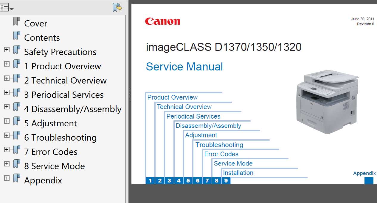 CANON imageCLASS  D1320, D1350, D1370 Service Manual, Service Guide and Parts Catalog