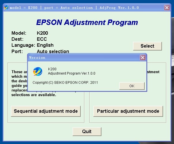 Epson K200 (ECC) Ver.1.0.0 Service Adjustment Program New ...