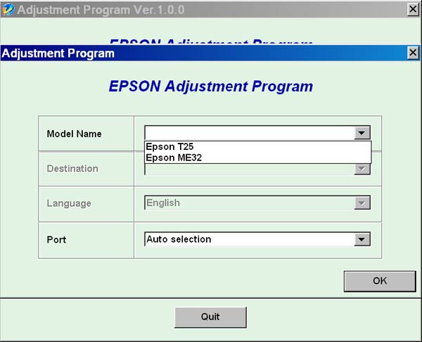 Epson T25, ME32 Service Adjustment Program New! - Service ...