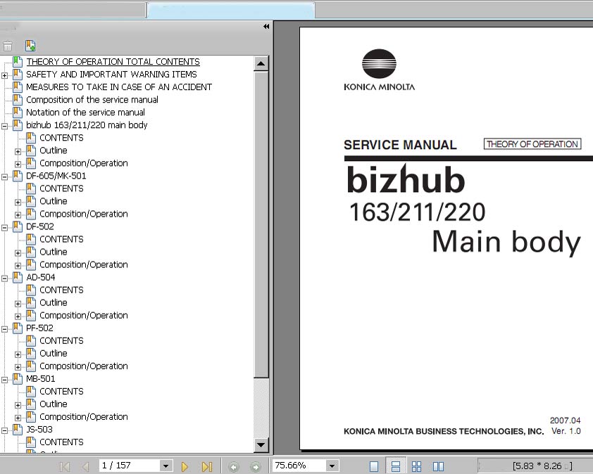Konica Minolta  Bizhub 163, 211, 220 Service Manual