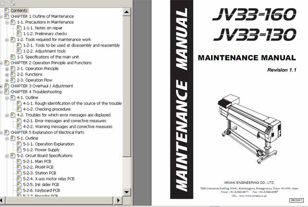 Mimaki JV33-130, JV33-160 Maintenance Manual
