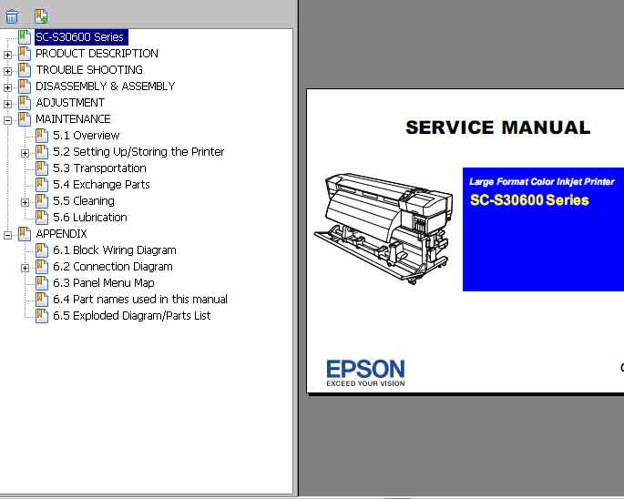 Epson Sc S30600 Series Large Format Color Inkjet Printer Service Manual New Service Manuals 9665