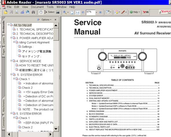 Marantz SR5003 Surround Receiver Service Manual