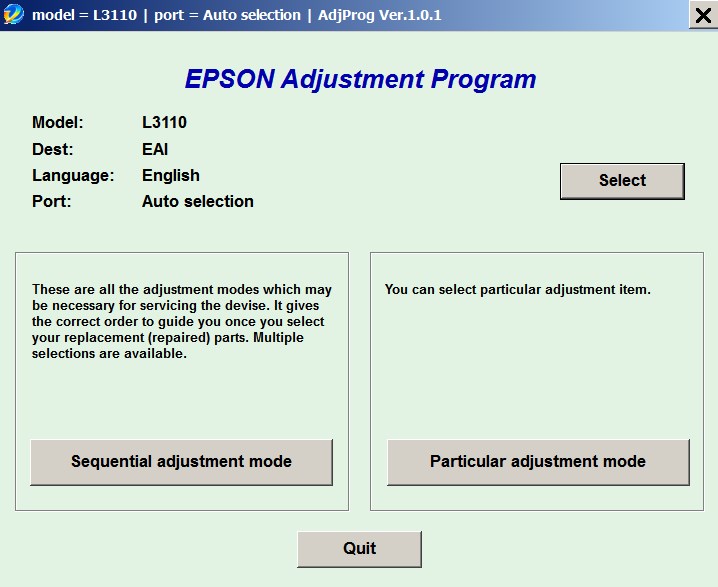 epson l3110 adjustment program