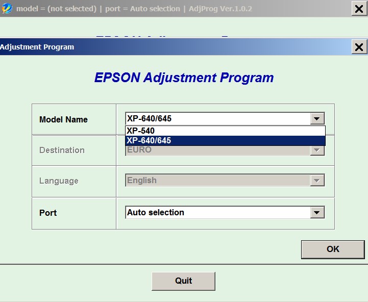 Epson <b>XP-540, XP-640, XP-645</b> (EURO) Ver.1.0.2 Service Adjustment Program  <font color=red>New!</font>