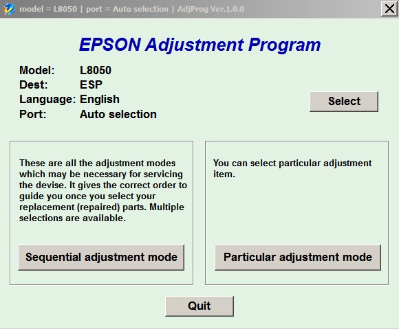 Epson <b>L8050</b> (ESP) Ver.1.0.0 Service Adjustment Program  No Limited<font color=red>New!</font>