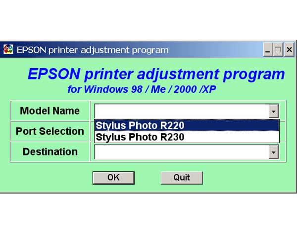 cara reset printer epson r230 dengan ssc service utility