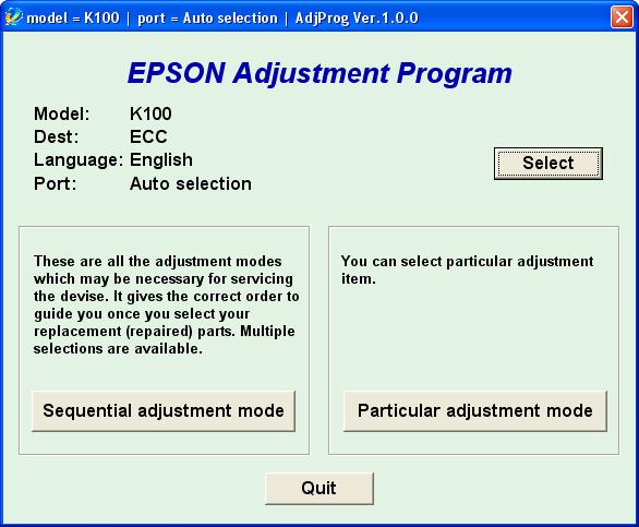 Epson <b>TX130</b> (ESP) Ver.1.0.0 Service Adjustment Program