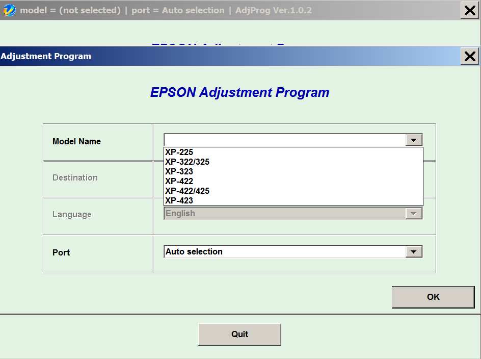 Epson Xp 225 Xp 322 Xp 323 Xp 325 Xp 422 Xp 423 Xp 425 Euro Belgium Ver 1 0 2 Service Adjustment Program New Service Manuals Download Service