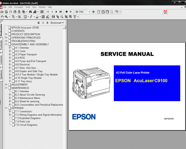 Epson AcuLaser C9100 (ALC9100) Printer<br> Service Manual and Parts List