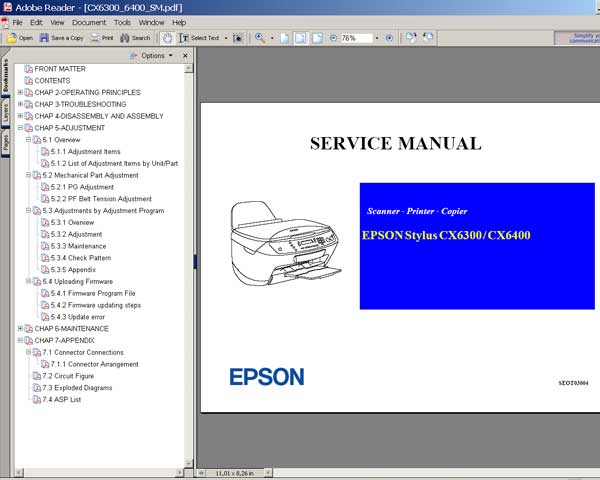 Epson CX6300, CX6400 Service Manual and Parts List