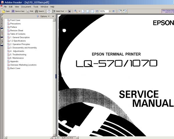Epson LQ-570, LQ-1070 Printers<br> Service Manual