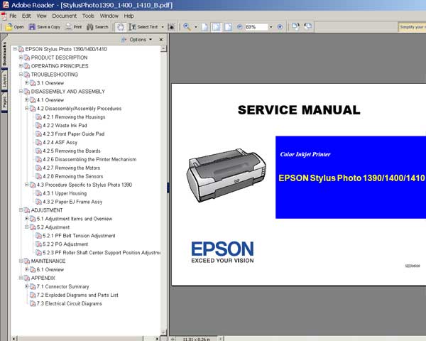 epson stylus photo 1400 inkjet printer manual