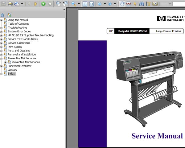 HP Designjet 1050C / 1055CM  Printers Service Manual and Parts List and Diagrams