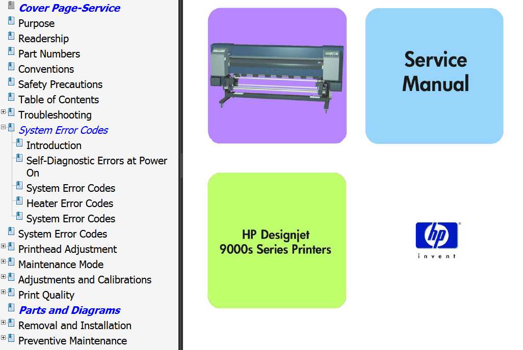 HP Designjet 9000s Printer Service Manual and Parts List and Diagrams