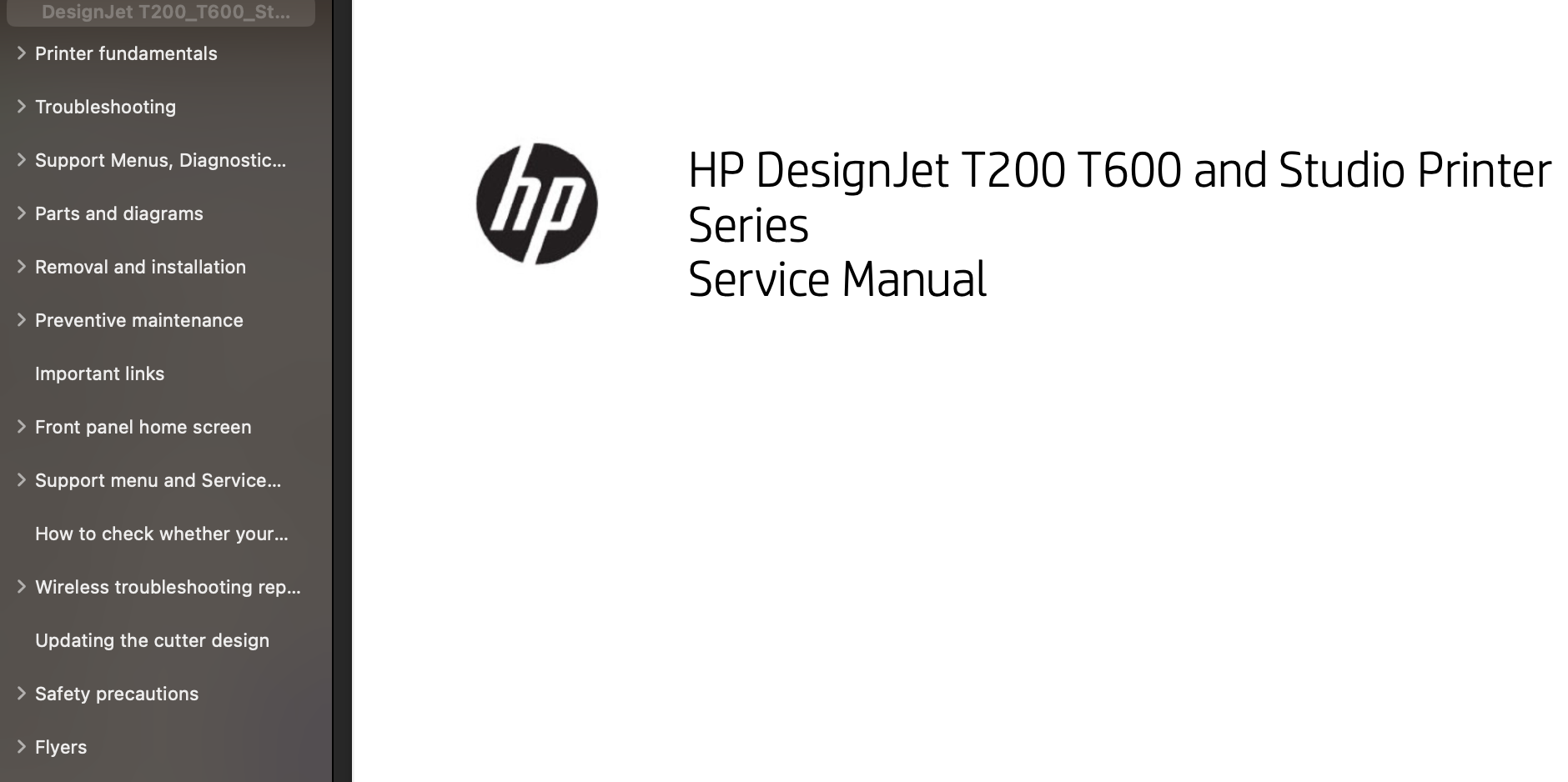 HP Designjet T210, T230, T250, T630, T650, DJ Studio Steel Printers Service Manual,  Parts List and Diagrams