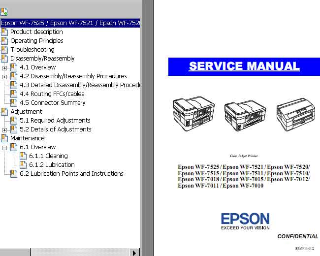 Epson WF-7010, WF-7011, WF-7012, WF-7015, WF-7018, WF-7510, WF-7511, WF-7515,  WF-7520, WF-7521, WF-7525, PX1600F, PX1700F printers Service Manual New! -  Service Manuals download service