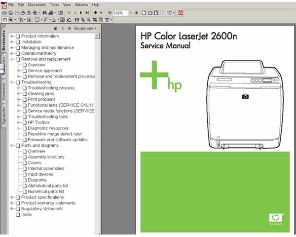 HP Color LaserJet Printers Service Manual, Parts and Diagrams - Service Manuals download service