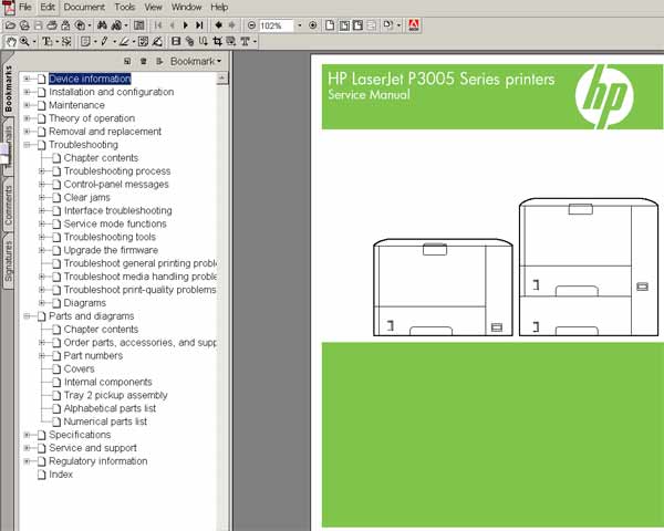 HP LaserJet P3005 printers Service Manual, Parts and Diagrams