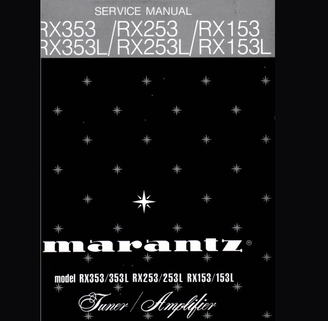 Marantz RX153, RX153L,  RX253, RX253L, RX353, RX353L Tuner / Amplifier  Service Manual, Parts List, Exploded View, Wiring and Schematic Diagram